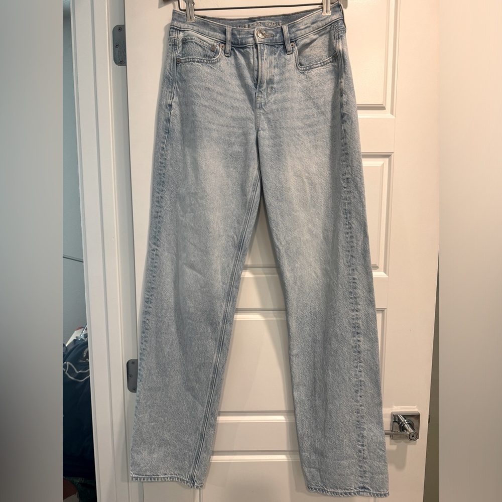 American Eagle 90's Straight Leg Light Wash Jean Womens Size 4 Long Tall Relaxed